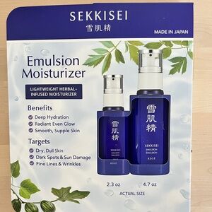 Sekkisei Emulsion Moisturizer 2pk includes full size bottles 2.3 oz and 4.7oz